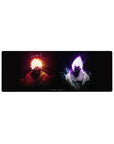 Compact Naruto vs Sasuke mouse pad 32x12 with fiery reds and cold purples for sleek and bold aesthetics