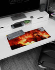 Megumin mouse pad, 28x12 inches. Features fiery eyes and magic pose from KonoSuba, capturing intense pre-explosion moment.