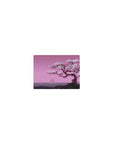 Classic 14x10 inches mouse pad with Blossom Horizon, showcasing a cherry blossom tree against a serene pink sunset and distant mountains.