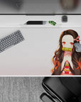 40x20 inches desk pad showcasing Nezuko Kamado in her pink and black attire, perfect for adding gentle spirit and anime charm to your workspace.