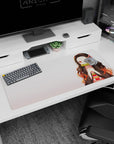 Artistic 36x16 inches desk pad featuring Nezuko Kamado, capturing her quiet strength and gentle spirit with a soft, calming design.