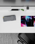 Kaneki from Tokyo Ghoul mouse pad, 14x10 inches, features vibrant kagune in neon colors, enhancing your desk's aesthetic.