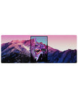Evangelion Unit-01 anime mouse pad, size 32x12 inches, featuring neon colors and apocalyptic backdrop for intense desk setup.