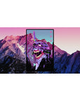 Evangelion 40x20 inch desk pad featuring Unit-01 with neon colors and apocalyptic backdrop, perfect for anime fans.