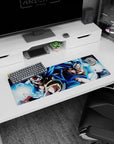 Stylish 32x12 inch mouse pad with fusion warriors' vibrant art, perfect for gaming or workspaces