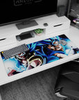 Workspace-ready 36x16 inch desk pad with Gogeta and Vegito's dynamic power, ideal for anime lovers