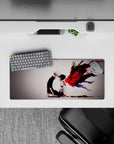 Anime mouse pad 28x12 inches featuring Kaneki and Touka from Tokyo Ghoul, with vivid kagune design, perfect for fans.