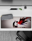 Anime mouse pad 32x12 inches featuring Kaneki and Touka from Tokyo Ghoul, intense and emotive with vivid kagune artwork.