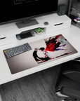 Anime mouse pad 32x16 inches featuring Kaneki and Touka from Tokyo Ghoul, with a dramatic red and washed-out backdrop.
