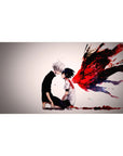 Kaneki and Touka Tokyo Ghoul anime desk pad, 40x20 inches, with a vivid crimson kagune and emotional intensity.