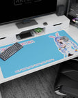40x20 inches Usada Pekora Hololive desk pad, cheeky grin with bunny ears and carrots, playful gamer look.
