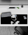 32x12 inches black-and-white anime girl mouse pad, high-contrast minimalist look with a cool daring vibe.