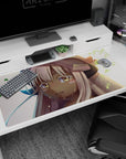 40x20 inches anime girl desk pad featuring Nanachi from Made in Abyss looking up with glossy eyes and tiny tears.