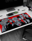 Energetic Jujutsu Kaisen 40x20 desk pad with Yuji Gojo and allies perfect for curse-fighting enthusiasts