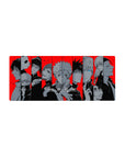 Streamlined Jujutsu Kaisen mouse pad 28x12 showcasing Yuji Gojo allies in striking black and red tones