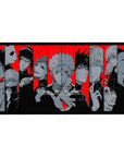 Jujutsu Kaisen desk pad 40x20 featuring Yuji Gojo allies in black and red for bold anime-inspired style