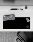 28x12 inches anime mouse pad in deep midnight blue with calm negative space and quiet dramatic white glyphs.