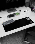 32x12 inches anime mouse pad showing a corner alchemy transmutation circle with tiny runes on a dark field.