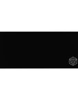36x16 inches anime desk pad with minimalist alchemy circle, clean geometry, and tiny symbols on midnight field.