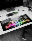 Sword Art Online 36x16 inch desk pad featuring vibrant colors and iconic faces bursting with energy and emotion.