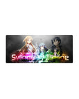 Sword Art Online mouse pad, 28x12 inches, features vibrant colors and iconic characters, perfect for anime fans' desks.