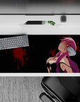36x16 inches extended mouse pad in dark neon style, black backdrop, crimson accents, sweet-danger vibe.