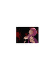 Classic anime girl mouse pad 14x10 inches with Yuno Gasai, twin tails, red eyes, black backdrop.