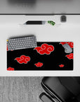 Black and red anime mouse pad 28x12 inches with bold white outlines, dark focused vibe.