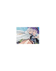 Classic anime girl mouse pad 14x10 inches with two silver-haired girls, witch hat, and white cloak design.