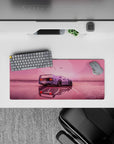 Compact 28x12 desk mat highlights dreamy landscape and sleek car for immersive peaceful vibes
