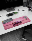 Small but impactful 32x12 desk mat showcases serene beauty with striking futuristic artistry
