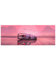 Compact Blush Horizon Drive desk mat 32x12 with dreamy pink theme for stylish and sleek desk decor
