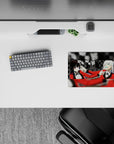 Red blazer anime girl mouse pad 14x10 inches with glossy teal lips, candy nails, and casino-club vibe.