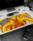 40x20 inches desk pad featuring Naruto Uzumaki in Kurama chakra mode, whisker marks and tail flames.