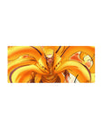 28x12 inches anime mouse pad with Naruto in Kurama chakra mode, flame tails and bold black lines.