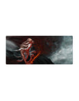 Yamamoto from Bleach anime mouse pad, 28x12 inches. Features fiery scene with cracked skin, blazing sword, and swirling red ash.