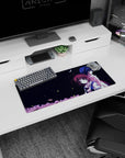 28x12 inches anime mouse pad showing a sailor-uniform girl and dark-haired boy under moonlight, back to back.