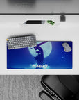28x12 inches mouse pad with Guts in his Berserker Armor under a full moon, ideal for fans seeking intensity and dark, celestial design in their workspace.