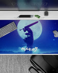 40x20 inches desk pad showcasing Guts in his Berserker Armor under a full moon, perfect for adding epic anime intensity and dark fantasy design to your desk setup.