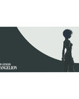Rei Ayanami anime mouse pad, 40x20 inches, featuring a dramatic monochrome silhouette and full moon background.