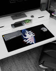 32x16 inches anime mouse pad showing a timid girl peeking out, pink scarf, surrounded by pale hands.