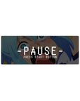 Konosuba anime mouse pad featuring Aqua mid-scream with retro pause screen text, size 32x12 inches.