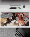 32x16 inches anime girl mouse pad in warm sunset tones, pink orange auburn hair, soft highlights, cute vibes.