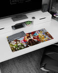 Mouse pad size 28x12 inches featuring Kirito and crew in samurai and shrine outfits under sakura and autumn leaves.