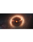 Galaxy swirl desk pad 36x16 inches with smoky amber clouds on a deep inky space background.
