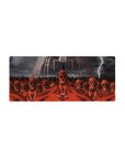 Anime mouse pad 28x12 inches depicting Attack on Titan's Colossal Titans and Eren's Founding Titan in dramatic, bold colors.