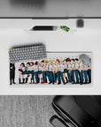 Compact 28x12 mouse pad highlights Class 1-A's unique personalities with a fun height-based design