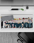 Playful 32x16 mouse pad combines Class 1-A's personalities with a height-themed layout for fan appeal