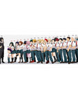 Class 1-A height lineup mouse pad 36x16 with smallest to tallest arrangement for immersive anime decor