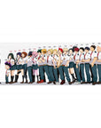 Class 1-A height lineup mouse pad 40x20 featuring diverse personalities for My Hero Academia fans
